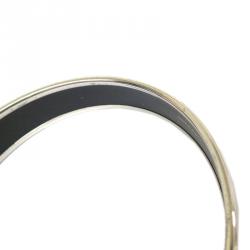 Pre Owned Hermes Caleche Wide Yellow Enamel Palladium Plated Bracelet 