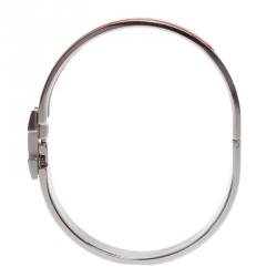 Pre Owned Hermes Clic Clac H Orange Enamel Palladium-Plated Bracelet GM