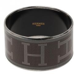 Pre Owned Hermes Printed Extra Wide Enamel Bangle Bracelet