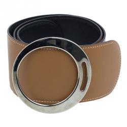 Pre Owned Hermes Brown Leather Broad Belt 75 CM