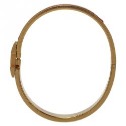 Pre Owned Hermes Clic Clac H Narrow Red Enamel Gold-Plated Bracelet GM