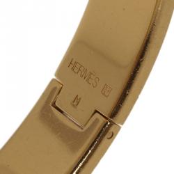 Pre Owned Hermes Clic Clac H Narrow Red Enamel Gold-Plated Bracelet GM