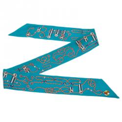 مملوكة مسبقًا وشاح هيرمس تويلي حرير أزرق