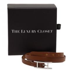 Pre Owned أسورة هيرمس هابي 3 مم جلد بني