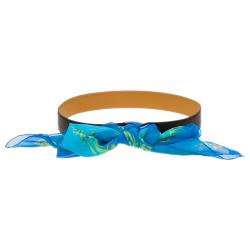 Pre Owned حزام هيرمس جلد بني بوشاح 80سم