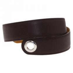 Pre Owned حزام هيرمس جلد بني بوشاح 80سم