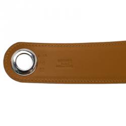 Pre Owned حزام هيرمس جلد بني بوشاح 80سم