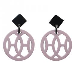 Pre Owned Hermes Hava Buffalo Horn And Lacquered Wood Earrings