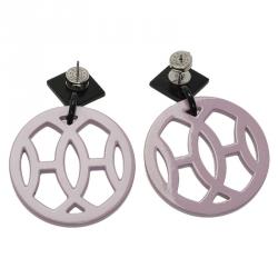 Pre Owned Hermes Hava Buffalo Horn And Lacquered Wood Earrings