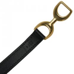 Pre Owned Hermes Baby Pavene Black Chamonix Calfskin Leather Gold-Plated Bracelet