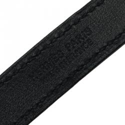 Pre Owned Hermes Baby Pavene Black Chamonix Calfskin Leather Gold-Plated Bracelet