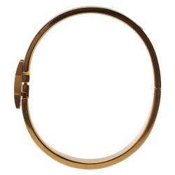 Pre Owned Hermes Clic Clac H Narrow Brown Enamel Gold-Plated Bracelet