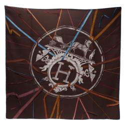 Pre Owned Hermes Brown Attrape Tes Reves Silk Scarf