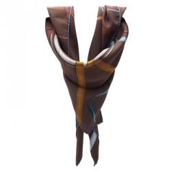 Pre Owned Hermes Brown Attrape Tes Reves Silk Scarf