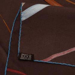 Pre Owned Hermes Brown Attrape Tes Reves Silk Scarf