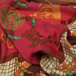 Pre Owned Hermes Brown Grande Tenue Silk Scarf