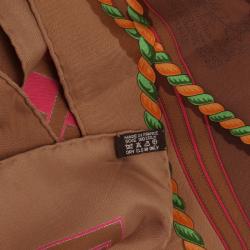 Pre Owned Hermes Brown Grande Tenue Silk Scarf