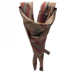 Pre Owned Hermes Brown Horse Print Square Silk Scarf