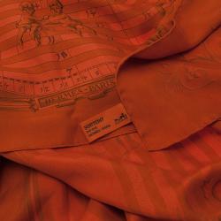 Pre Owned Hermes Orange Dip Dye Silk Astrologie - Dies et Hore Square Scarf 