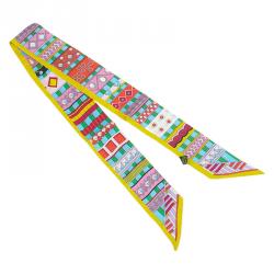 مملوكة مسبقًا Hermes Multicolor Silk Twilly Bandeau