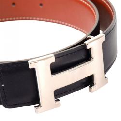 Hermes Black Leather Constance Belt 65 CM