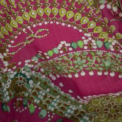 Pre Owned Hermes Pink Parures Des Maharajas Printed Cashmere and Silk Scarf