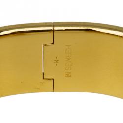 Pre Owned Hermes Clic Clac H Wide Purple Enamel Gold-Plated Bracelet