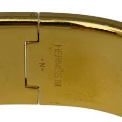 Pre Owned Hermes Clic Clac H Wide Pink Enamel Gold-Plated Bracelet