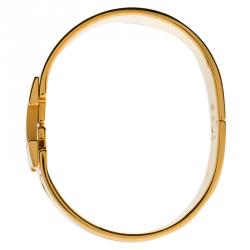 Pre Owned Hermes Clic Clac H Wide Brown Enamel Gold Plated Bracelet