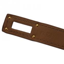 Pre Owned Hermes Kelly Double Tour Gold Plated Capucine Leather Bracelet