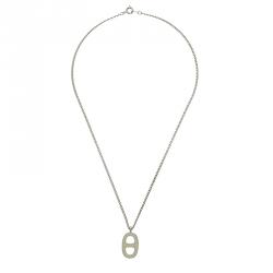 Pre Owned Hermes Iliade Lacquered Pendant Palladium Plated Necklace