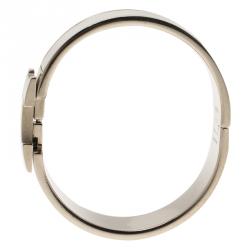 مملوكة مسبقًا Hermes Clic Clac H Wide White Enamel Palladium Plated Bracelet