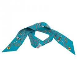 Pre Owned Hermes Blue Twilly Silk Stole