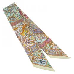 Pre Owned Hermes Multicolor Silk Paisley Neck Scarf 