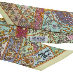 Pre Owned Hermes Multicolor Silk Paisley Neck Scarf 