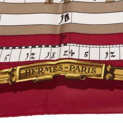Pre Owned Hermes Red Dies Et Hore Silk Square Scarf