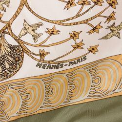 Pre Owned Hermes Green Les Legendes de l'Arbre  Silk Square Scarf