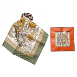 Pre Owned Hermes Green Les Legendes de l'Arbre  Silk Square Scarf