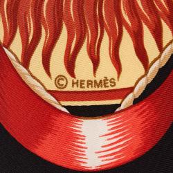 Pre Owned Hermes Black and Red Au dela des Cinq Mers Silk Square Scarf