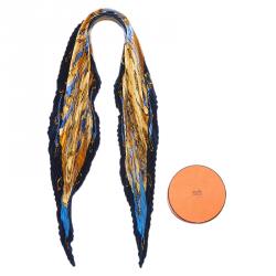 Pre Owned Hermes Blue Soleil de Soie Plisse Scarf