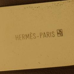 Pre Owned Hermès Collier de Chien Purple Calfskin Leather Gold Plated Cuff Bracelet S