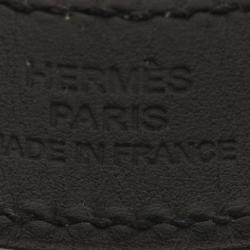 Pre Owned Hermes H Black Leather Palladium Plated Wide Bracelet M