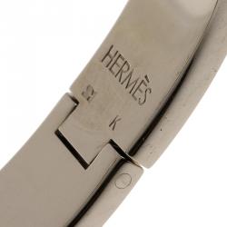 Pre Owned Hermes Clic Clac H Candied Chestnut Narrow Enamel Palladium Plated Bracelet PM