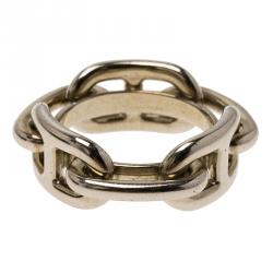 Pre Owned Hermes Regate Silver Permabrass Scarf Ring