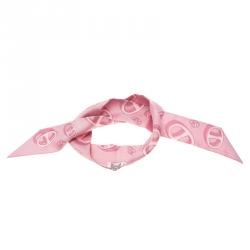Pre Owned Hermes Pink Chaine d'Ancre Print Silk Twilly Neck Scarf