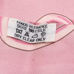 Pre Owned Hermes Pink Chaine d'Ancre Print Silk Twilly Neck Scarf