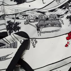 Pre Owned Hermes Monochrome Jeu Des Omnibus Et Dames Blanches Square Silk Scarf