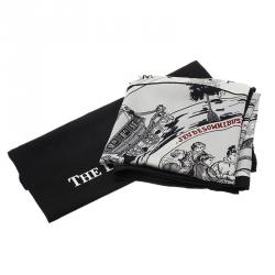 Pre Owned Hermes Monochrome Jeu Des Omnibus Et Dames Blanches Square Silk Scarf