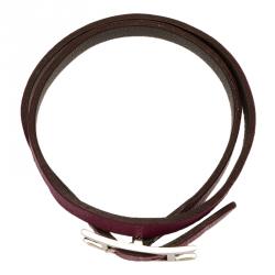 Pre Owned Hermès Hapi 3 MM Purple Leather Palladium Plated Wrap Bracelet GM