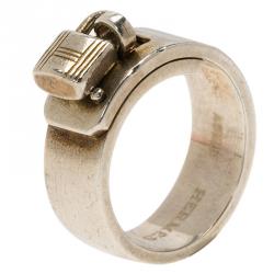 Hermes Vintage H Padlock Silver Band Ring Size 49 Hermes | TLC